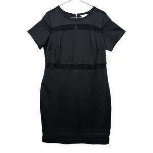 JCP Boutique+ Dress Size 1X Black With Mesh Panels Short Sleeve Zippered NWT